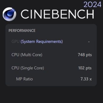 Core i7-12650H, CINEBENCH 2024, GALLERIA RL7C-R35N, ターボモード